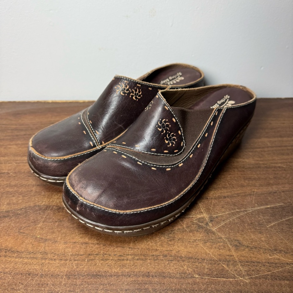 L’Artiste Spring Step Chino Women's Leather Clog Shoes Size B-40 US 9.5 Women’s